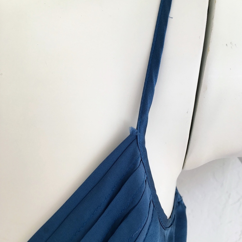 Silk Blue Spaghetti Strap Tank Top - Picture 5 of 8